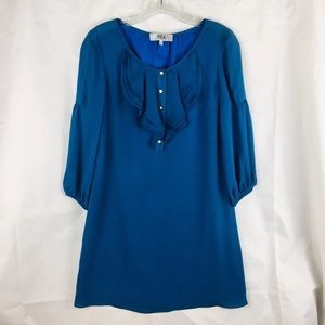 Tibi Silk Ruffle Shift Dress 3/4
Sleeves Blue Women's Size 2
